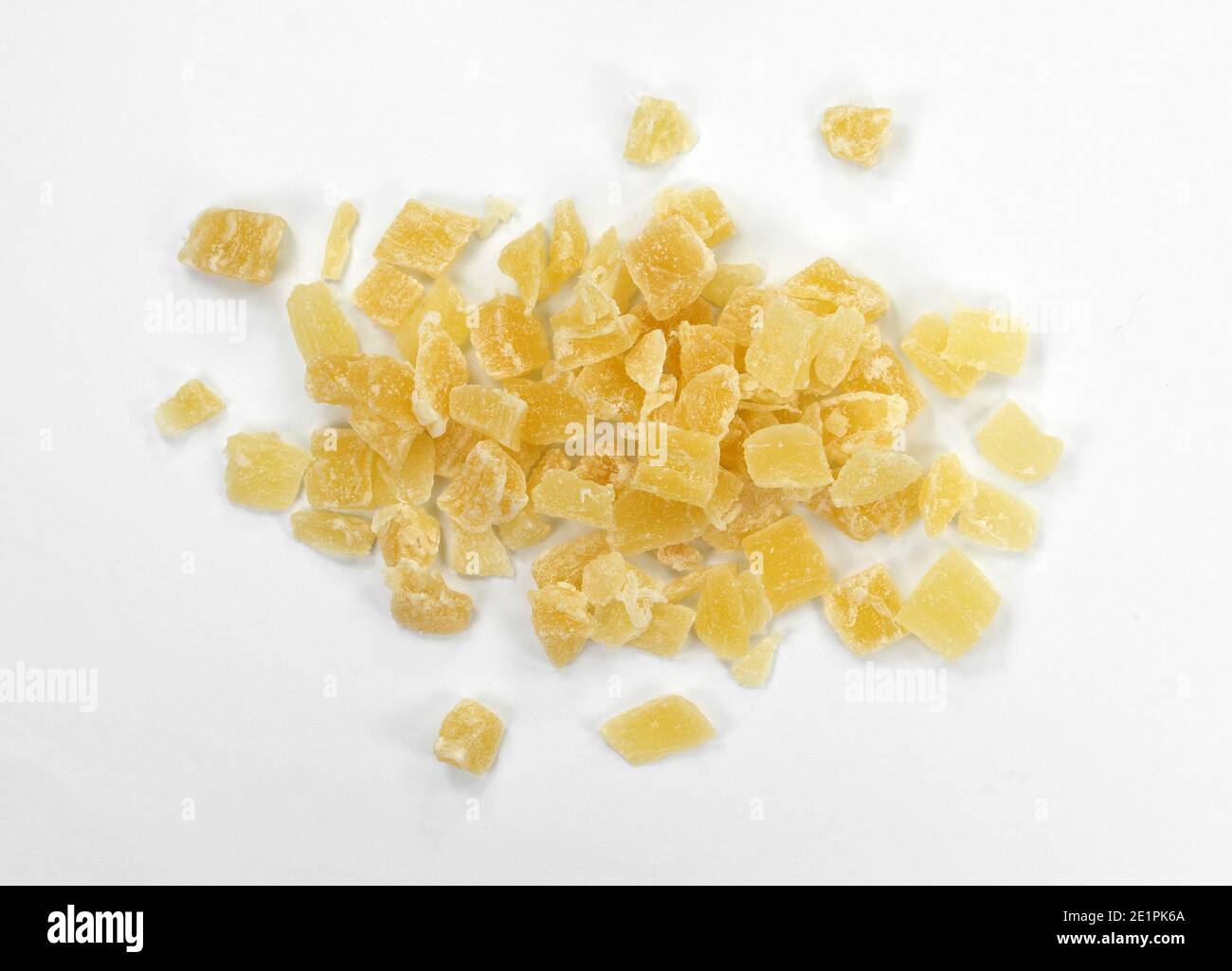 Dried dehydrated pineapple. Candied pineapple isolated on white Stock