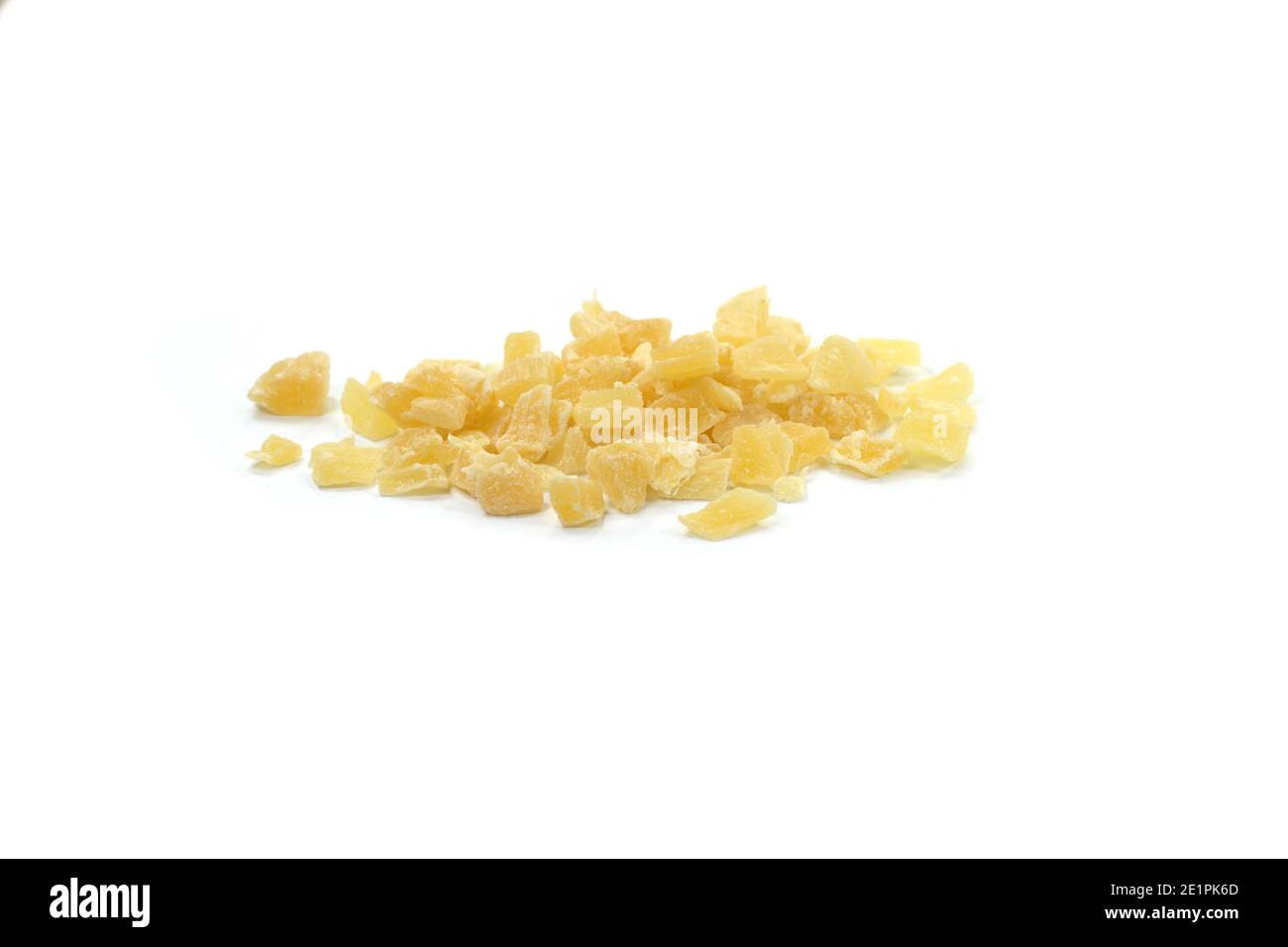 Dried dehydrated pineapple. Candied pineapple isolated on white Stock