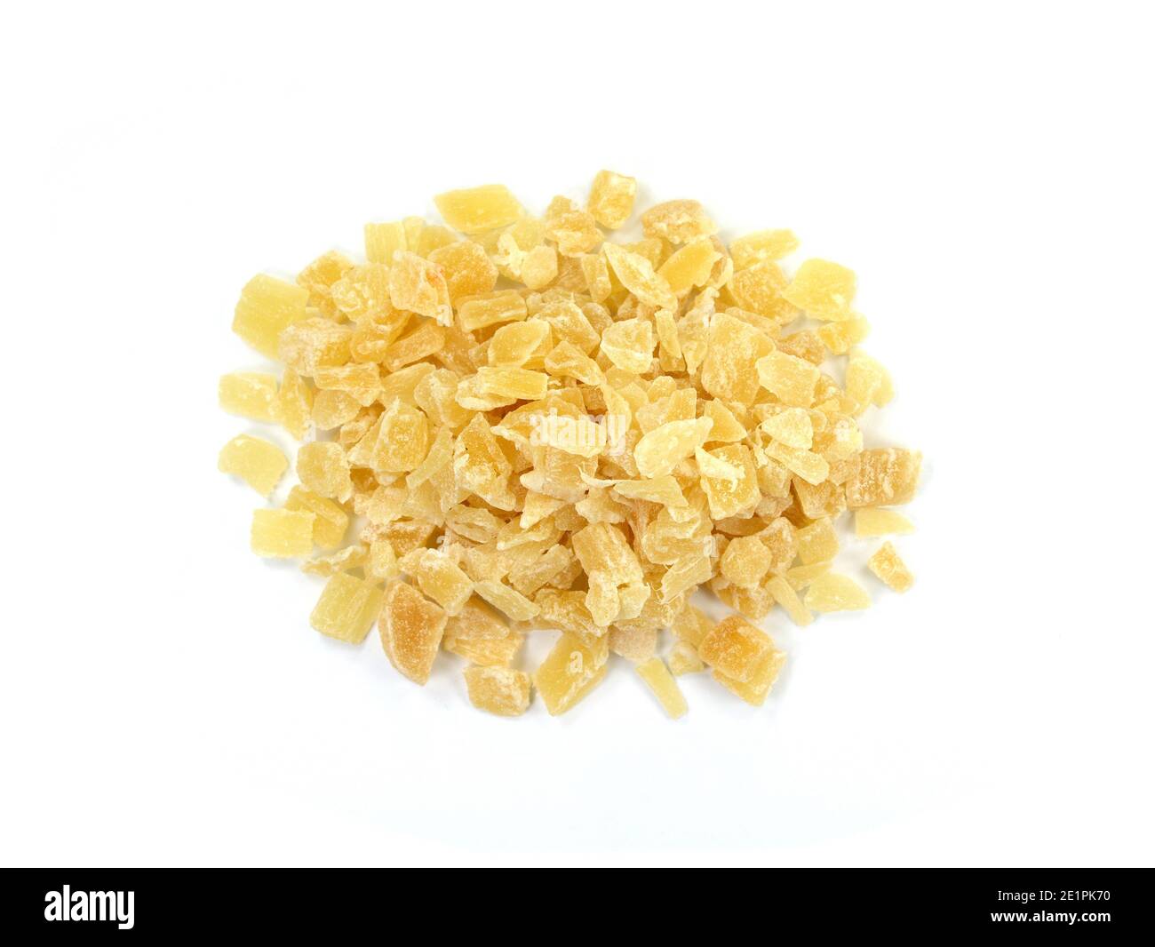 Dried dehydrated pineapple. Candied pineapple isolated on white Stock