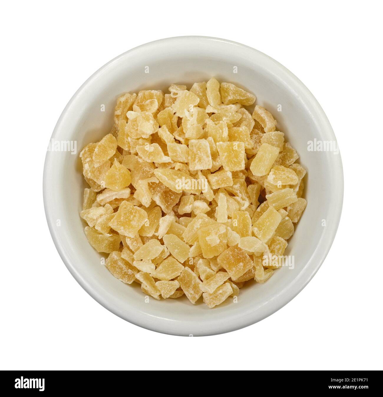 Dried dehydrated pineapple. Candied pineapple isolated on white Stock