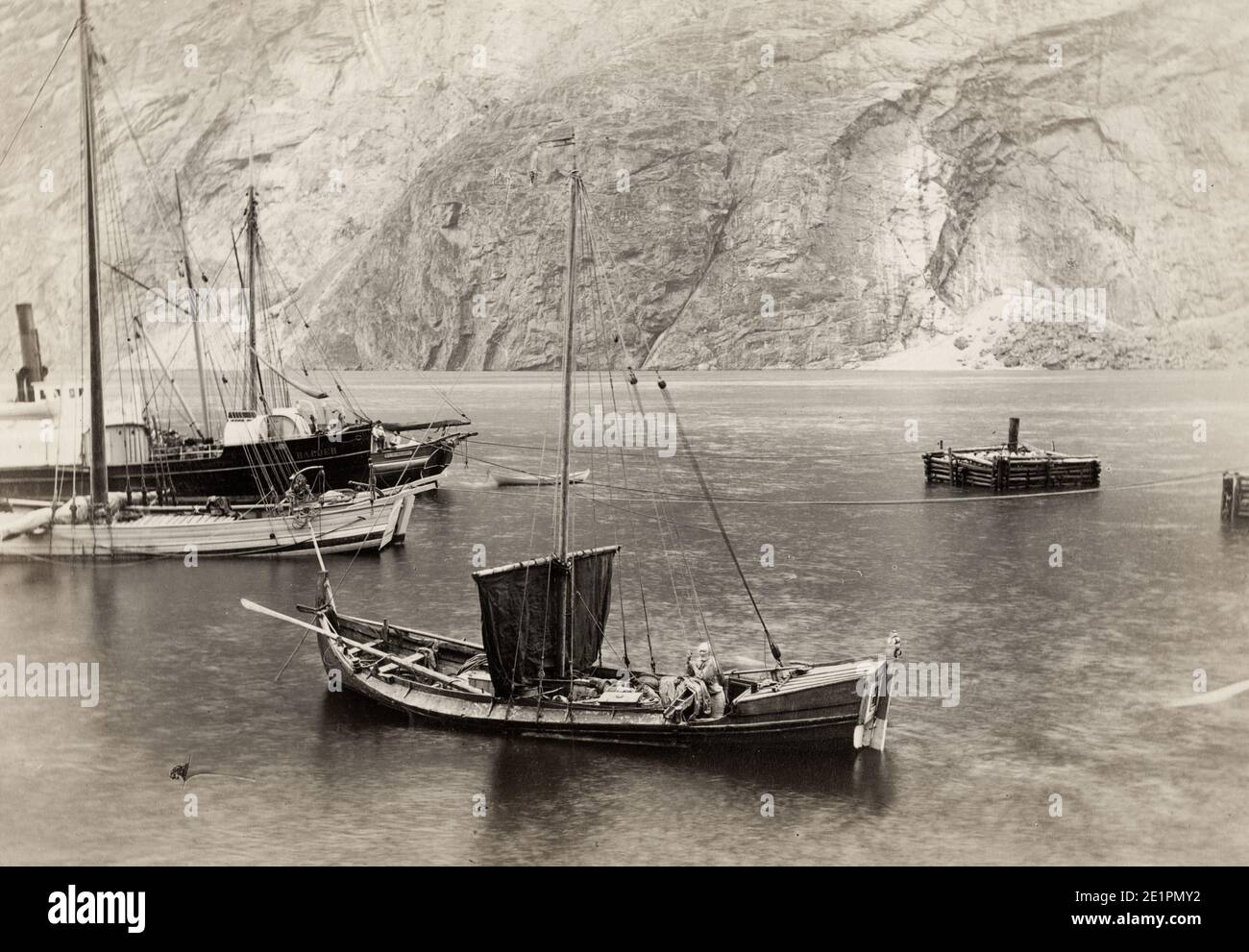 Vintage 19th century photograph: Sogn, Norway, fishing boats. Axel ...
