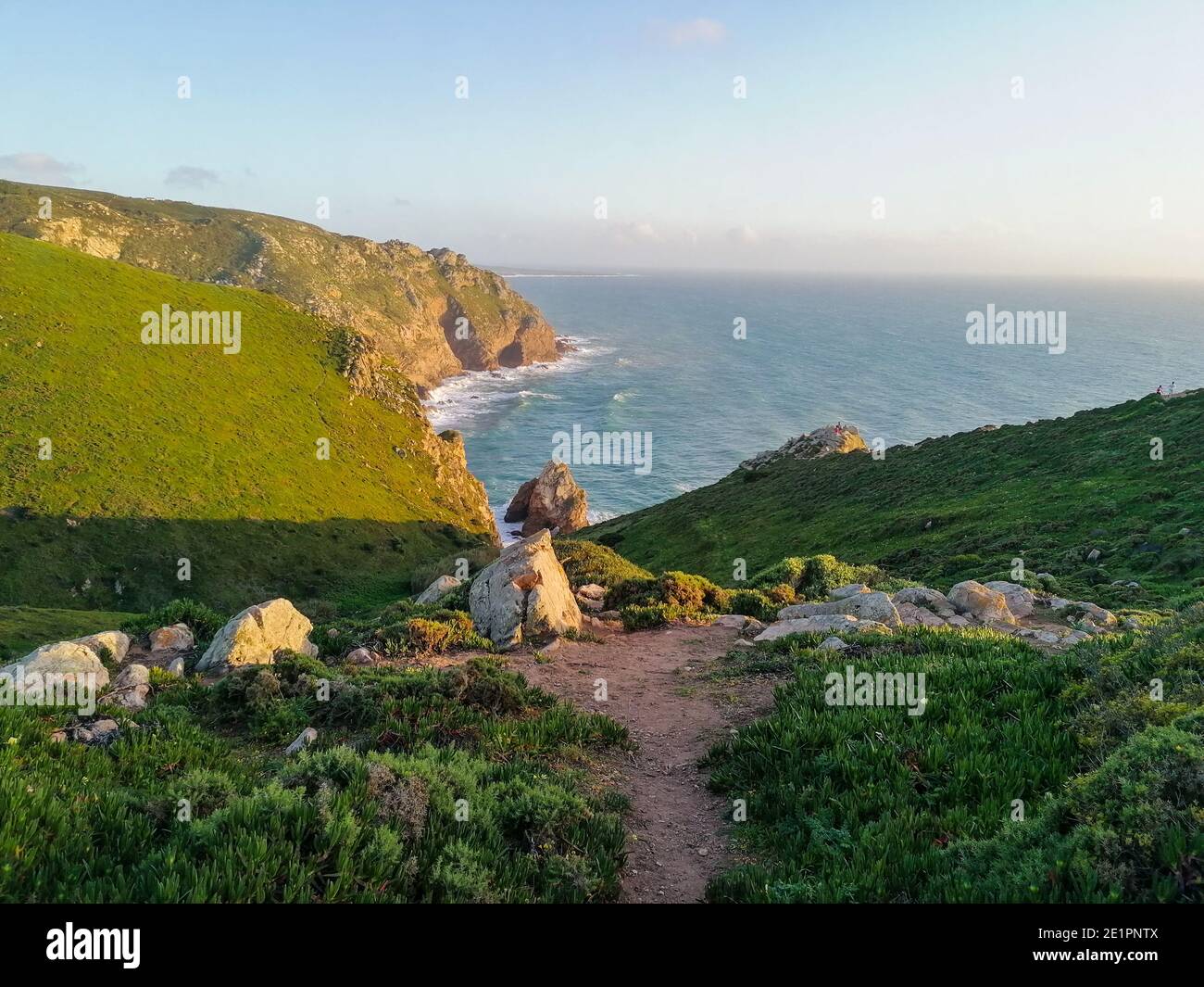 Cabo da Roca, Portugal. Lighthouse and cliffs over Atlantic Ocean, the ...