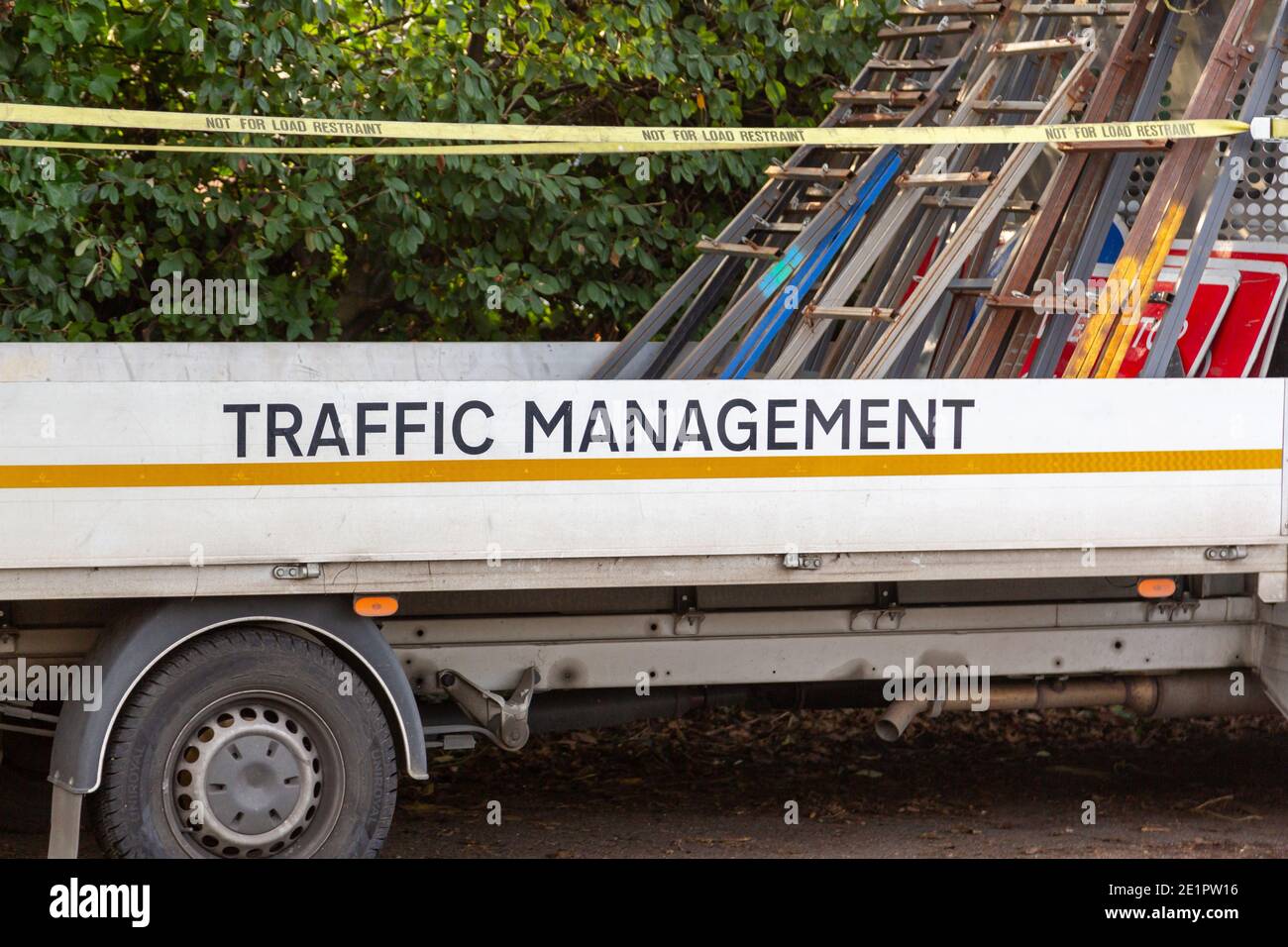 the side of a traffic management vehicle Stock Photo