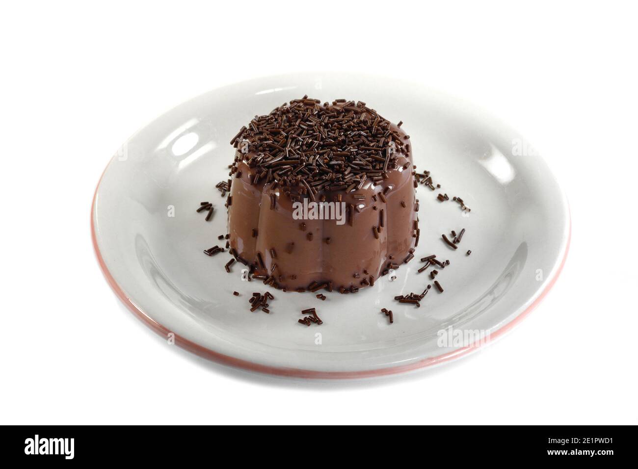 Chocolate coffee pudding isolated on white background Stock Photo Alamy