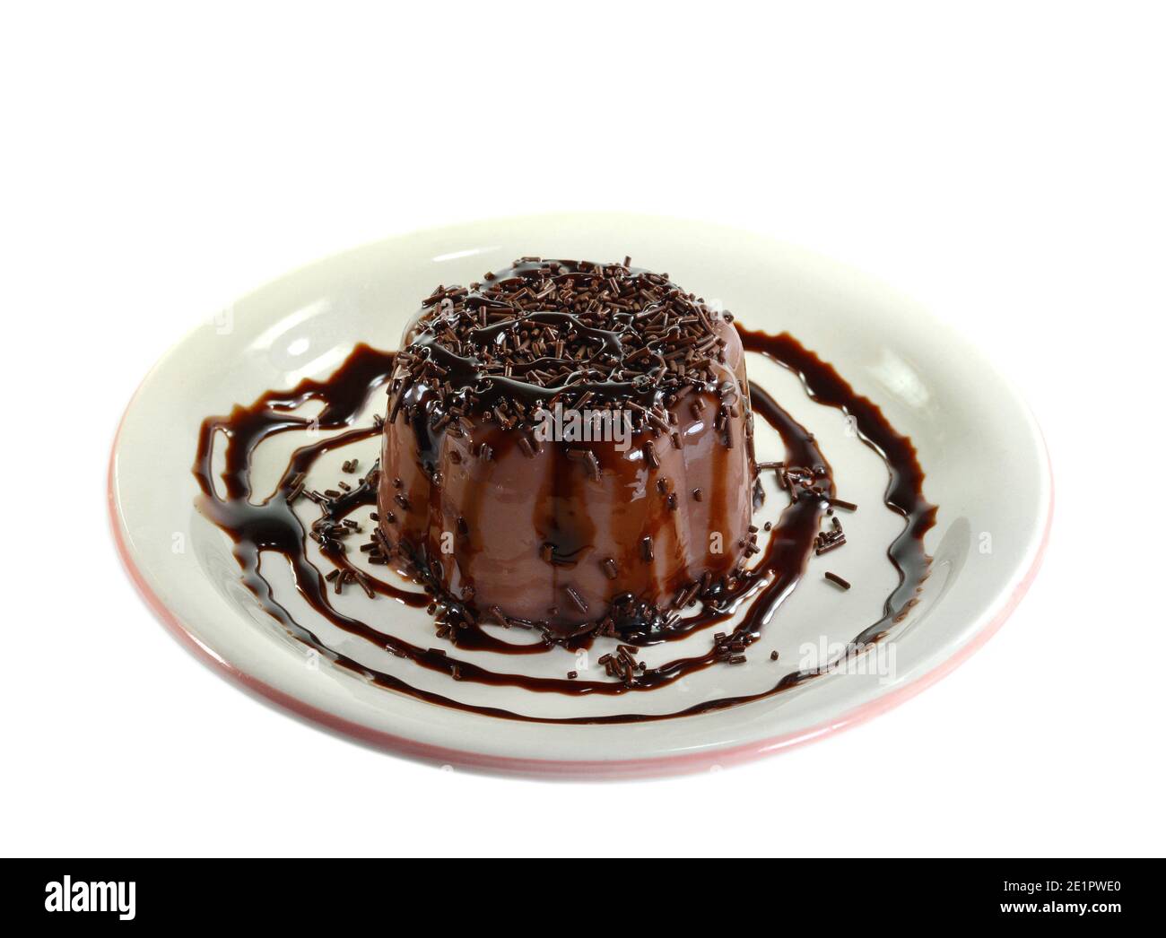 Chocolate coffee pudding isolated on white background Stock Photo Alamy