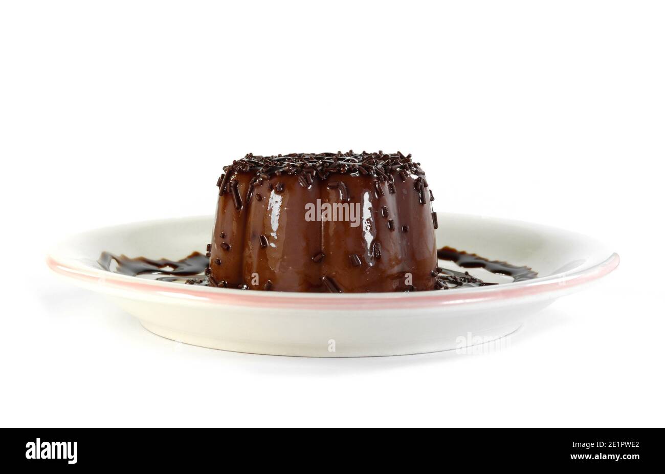 Chocolate coffee pudding isolated on white background Stock Photo Alamy