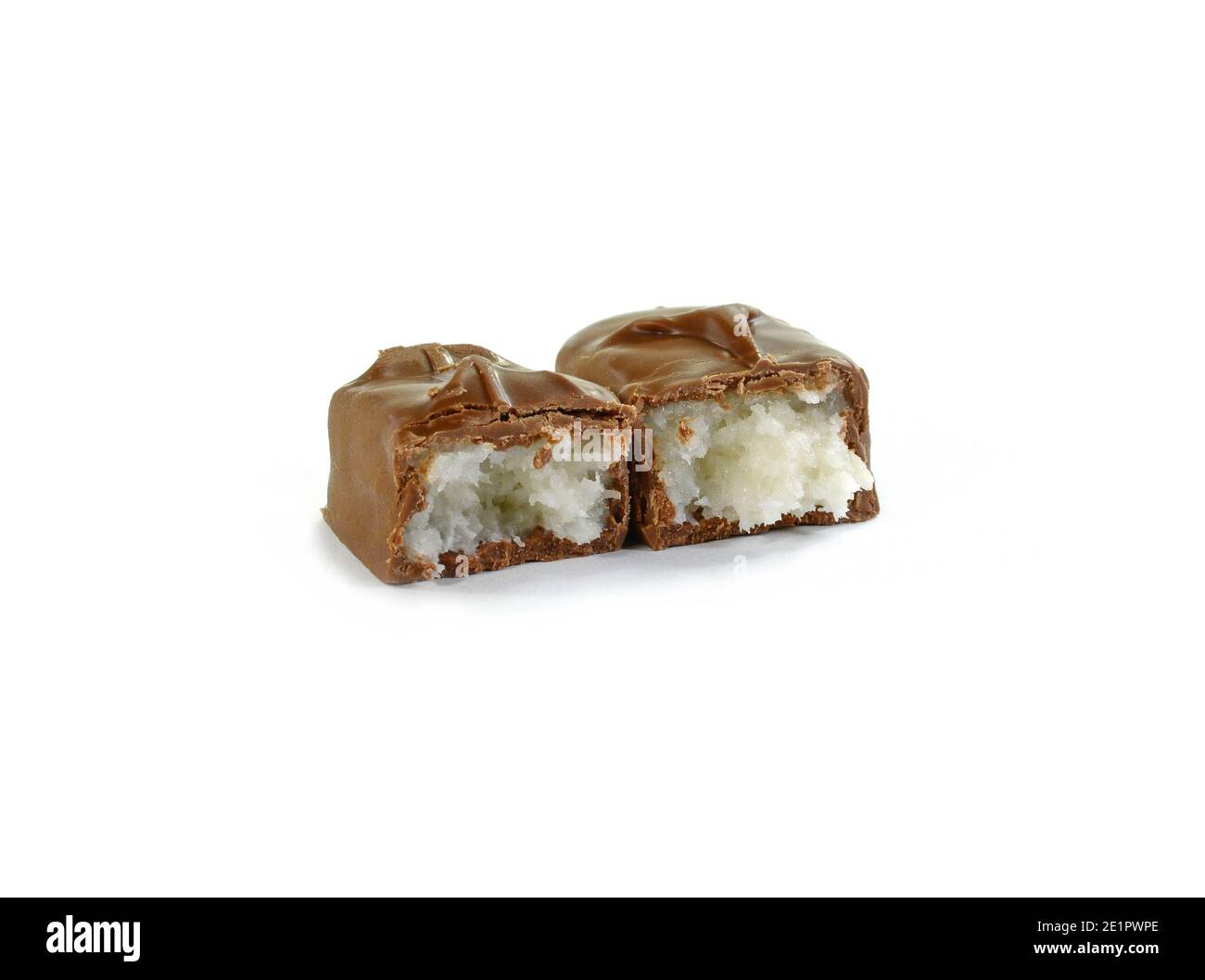 Chocolate bar with coconut - isolated on white background. Stock Photo