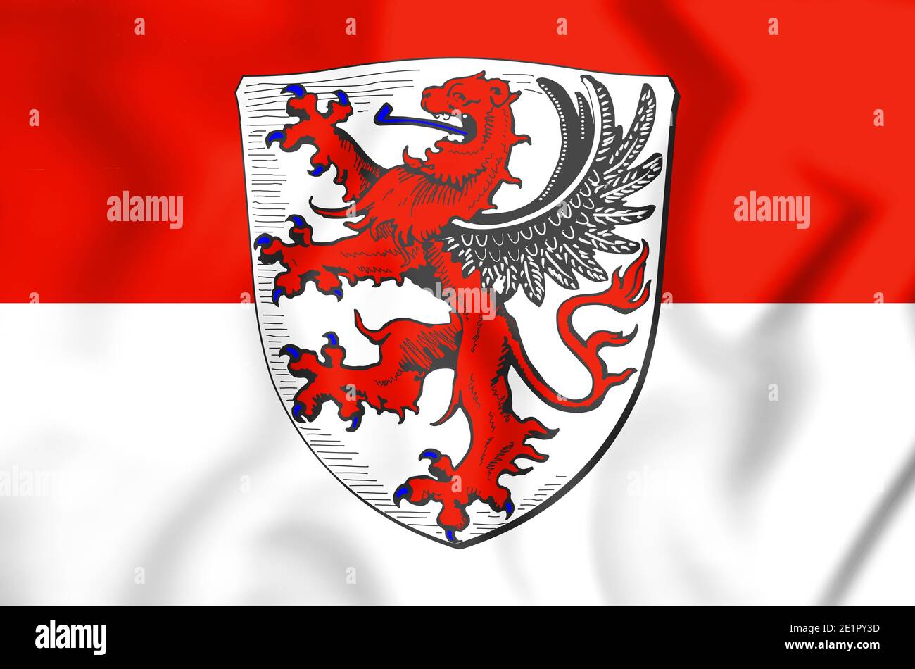 3D Flag of Giessen (Hesse), Germany. 3D Illustration. Stock Photo