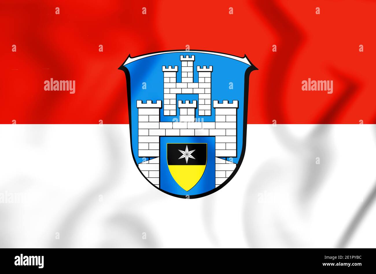 3D Flag of Staufenberg (Hesse), Germany. 3D Illustration. Stock Photo