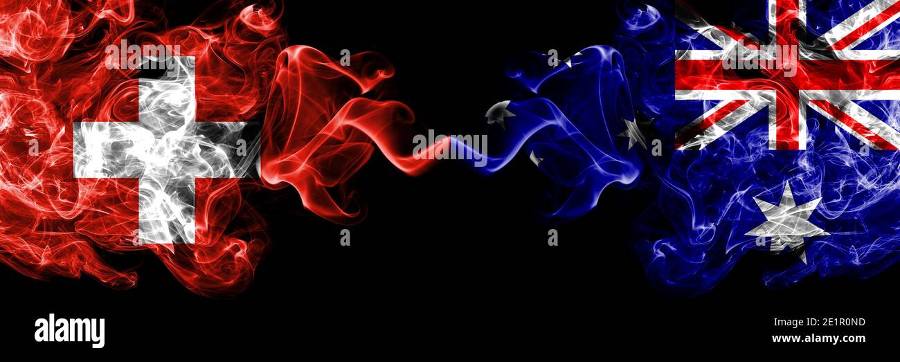 Switzerland, Swiss vs Australia, Australian smoky mystic flags placed