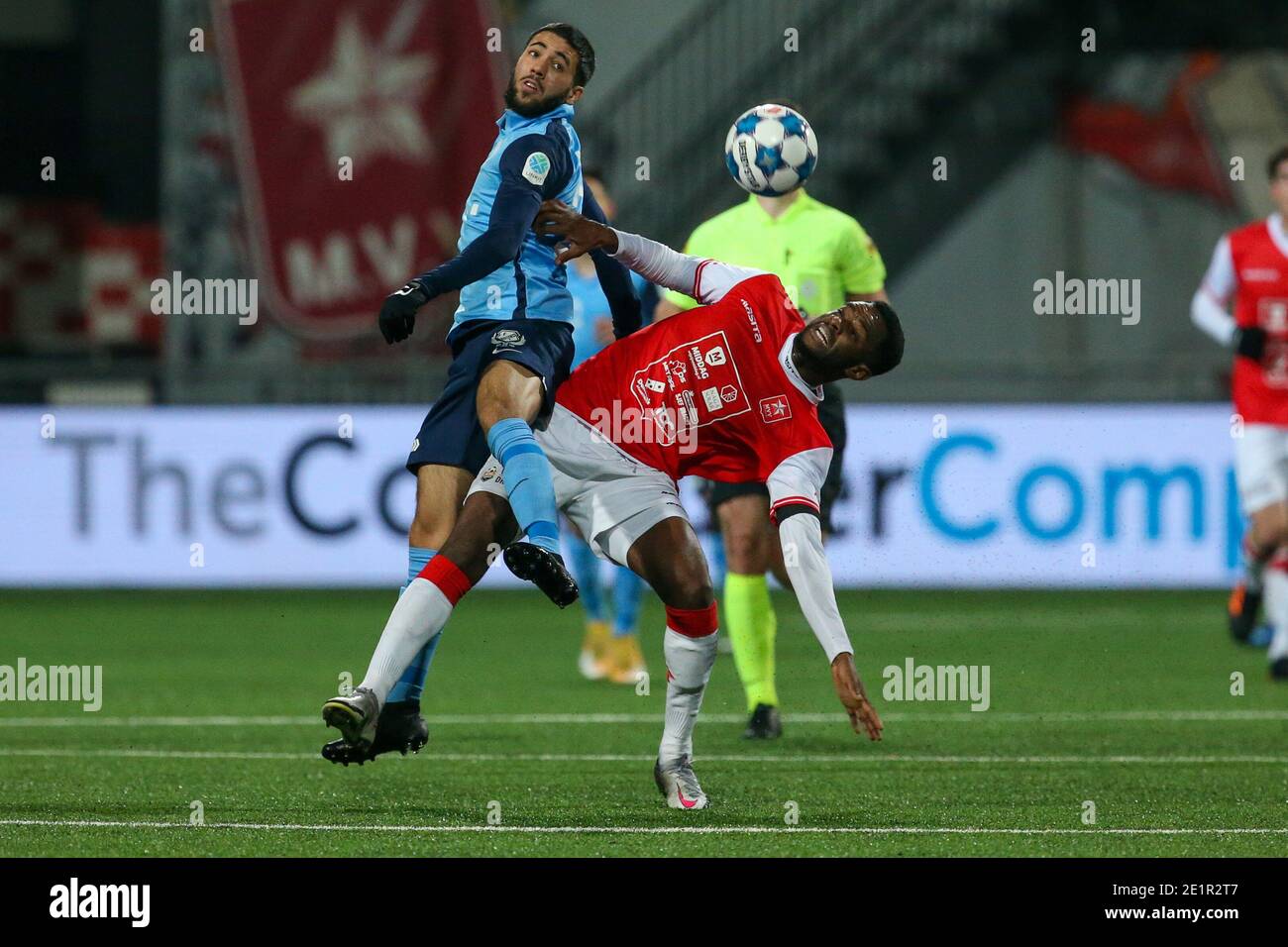 maastricht netherlands january 8 mohamed mallahi of jong fc utrecht brem soumaoro of mvv maastricht during the dutch keukenkampioendivisie match stock photo alamy