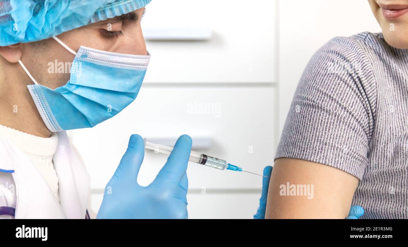 People Injection Vaccination of people. Hand injection. Selective focus people Stock ...