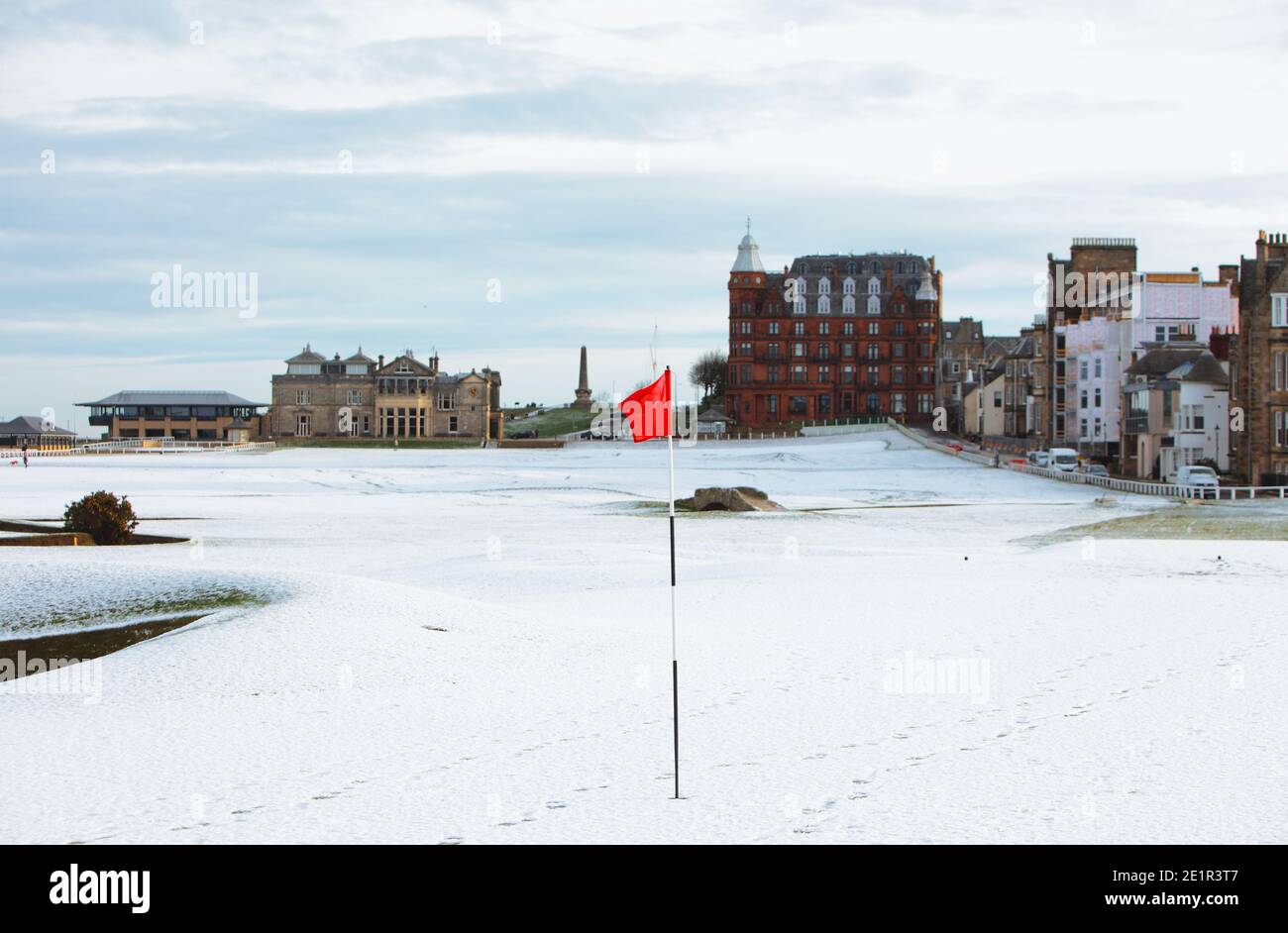 Fife, Scotland. 9th Jan 2021. UK Weather The Old Course St Andrews, Closed due to Snow and Ice