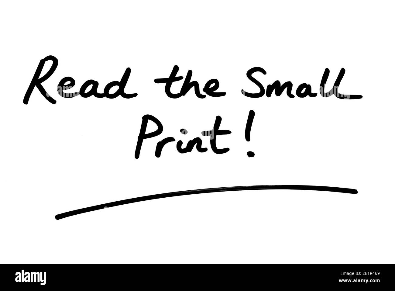 Read the small print handwritten on a white background stock photo alamy