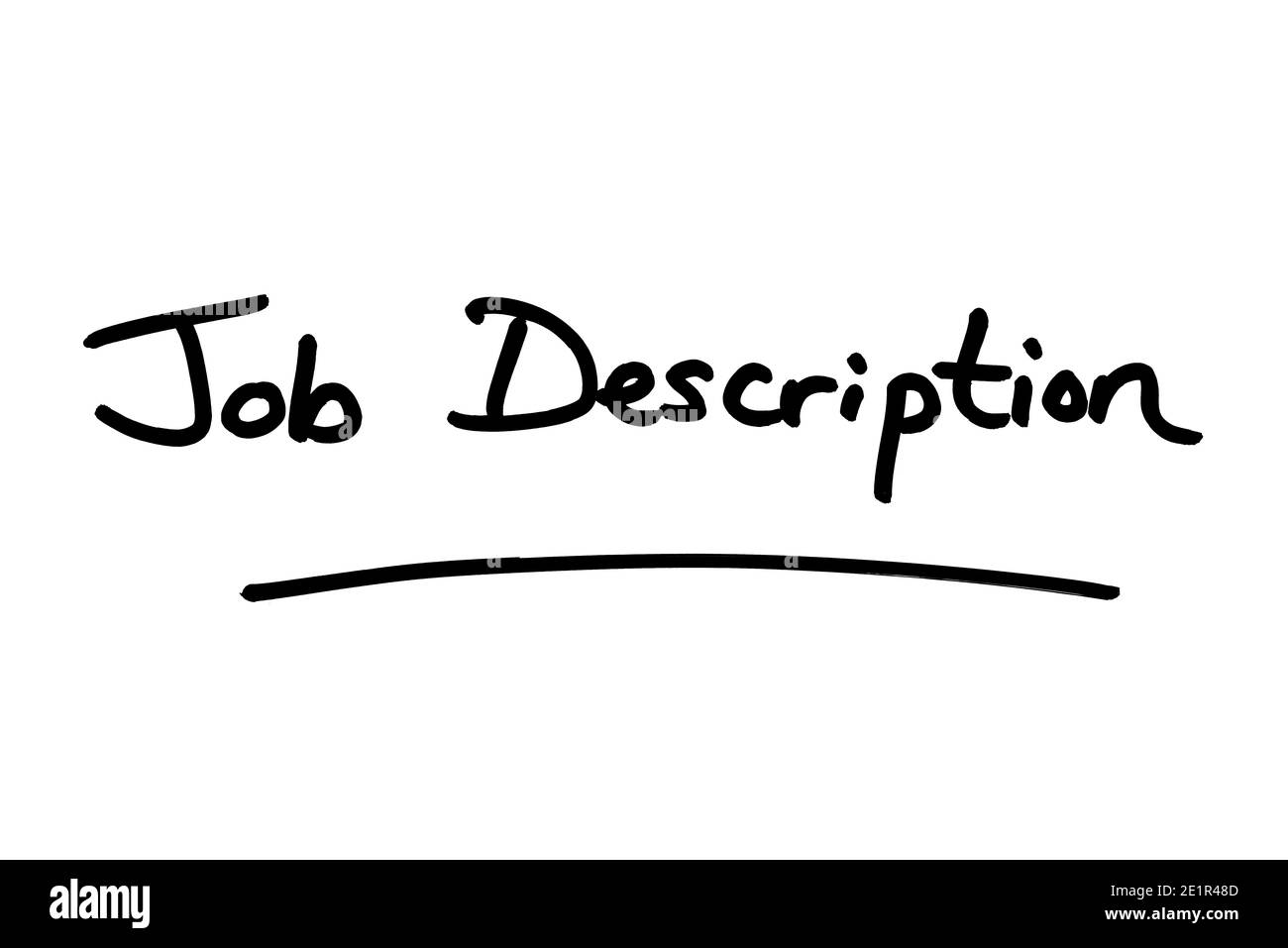 Job Description handwritten on a white background. Stock Photo