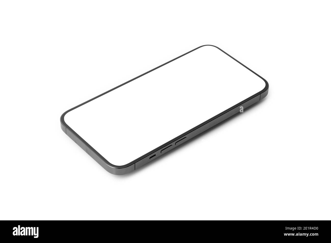 Black mobile smartphone mockup with blank screen isolated on white ...