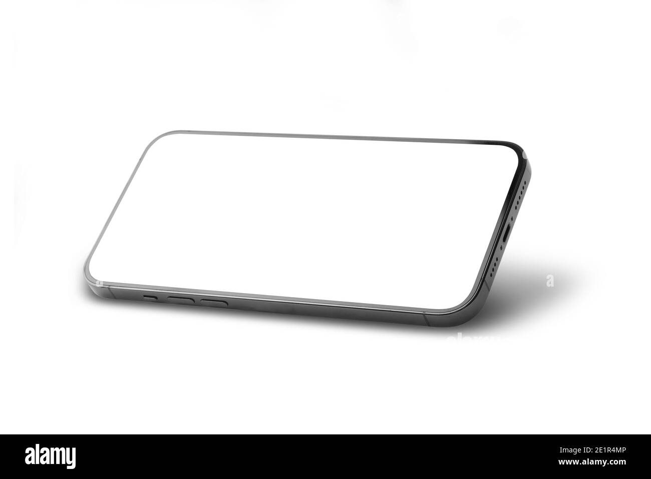 Black mobile smartphone mockup with blank screen isolated on white ...