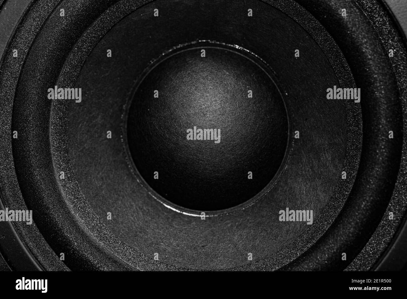 Closeup of black Subwoofer speaker Stock Photo
