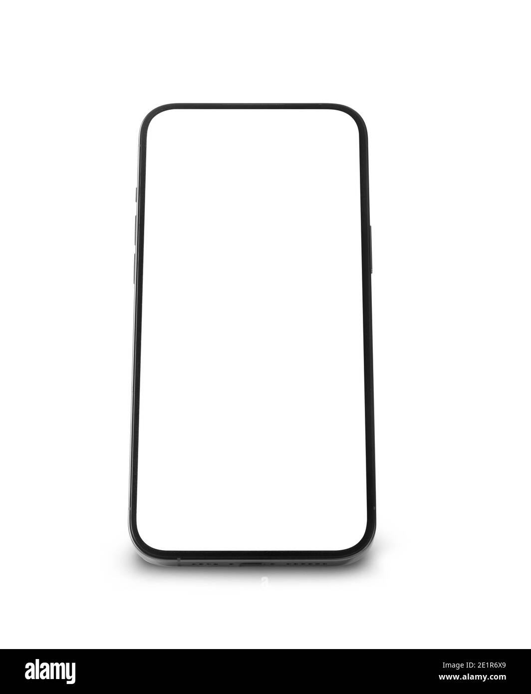 Black mobile smartphone mockup with blank screen isolated on white ...