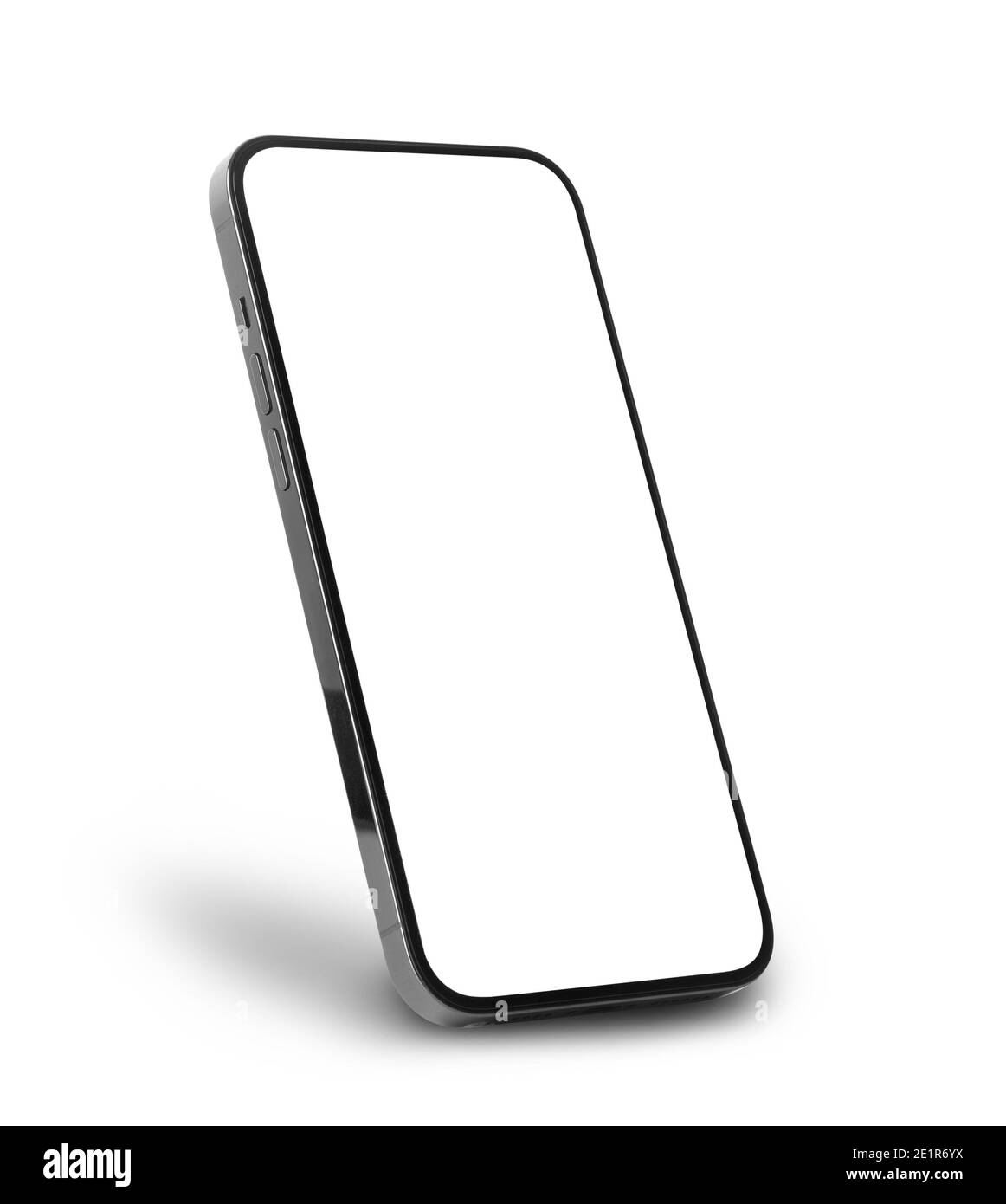 Black mobile smartphone mockup with blank screen isolated on white ...