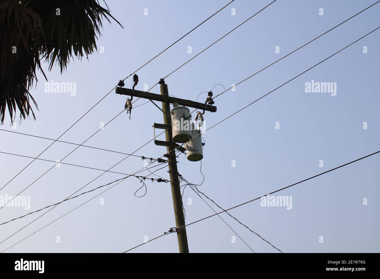 Electric stick on line worker Stock Photo