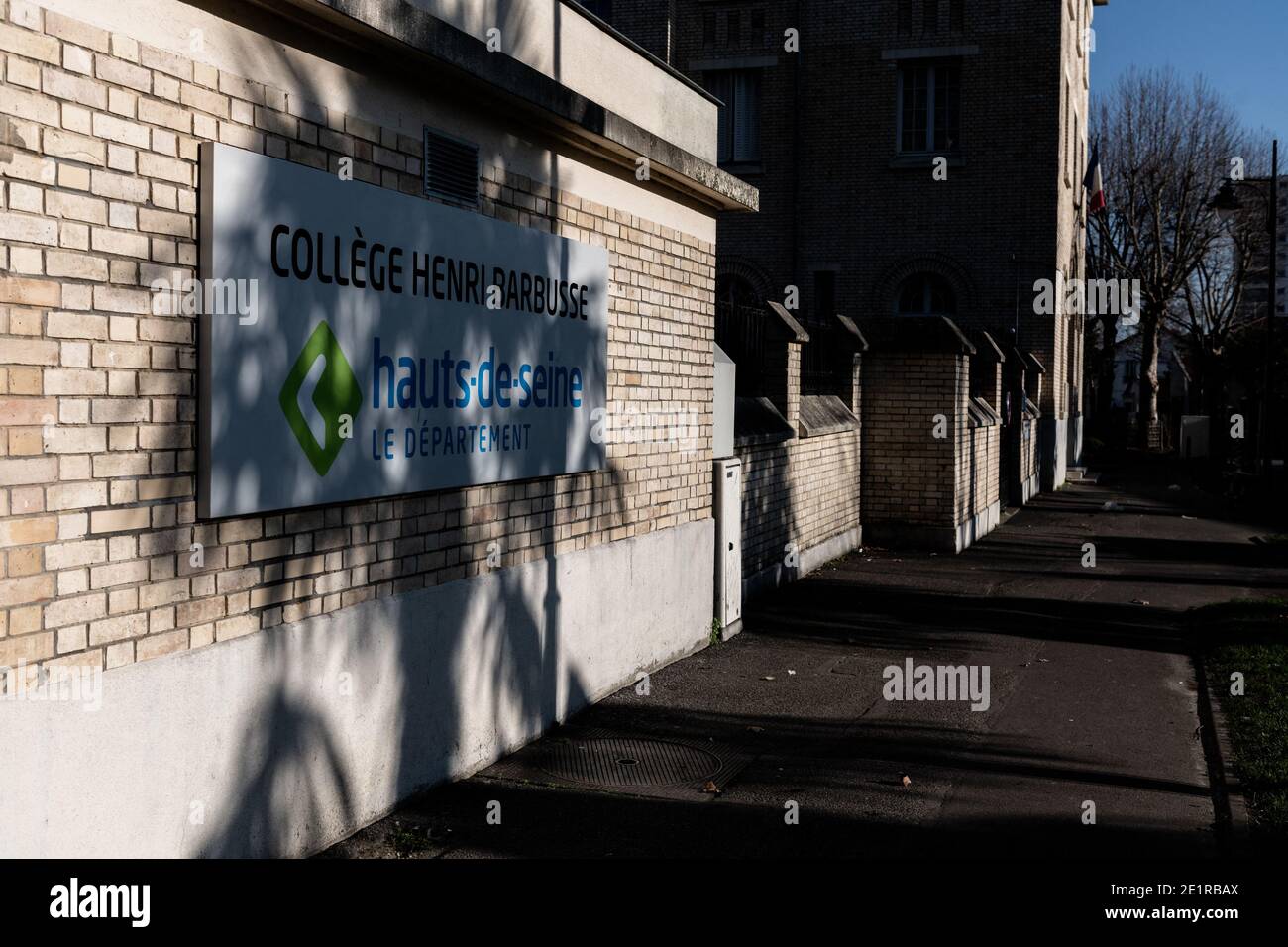 The high school Henri Barbusse in Bagneux, near where a British version of COVID case was detected. Bagneux, France, January 9th, 2021. Photo by Daniel Derajinski/ABACAPRESS.COM Stock Photo