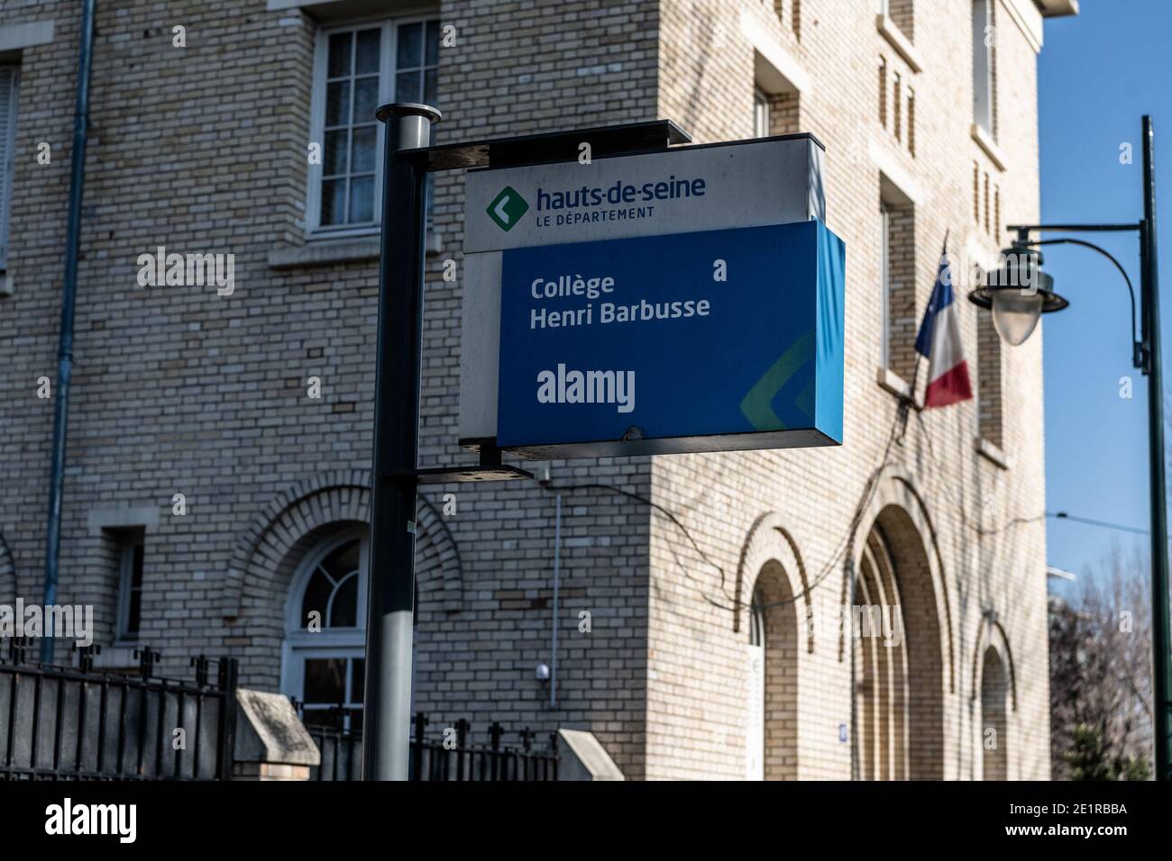 The high school Henri Barbusse in Bagneux, near where a British version of COVID case was detected. Bagneux, France, January 9th, 2021. Photo by Daniel Derajinski/ABACAPRESS.COM Stock Photo
