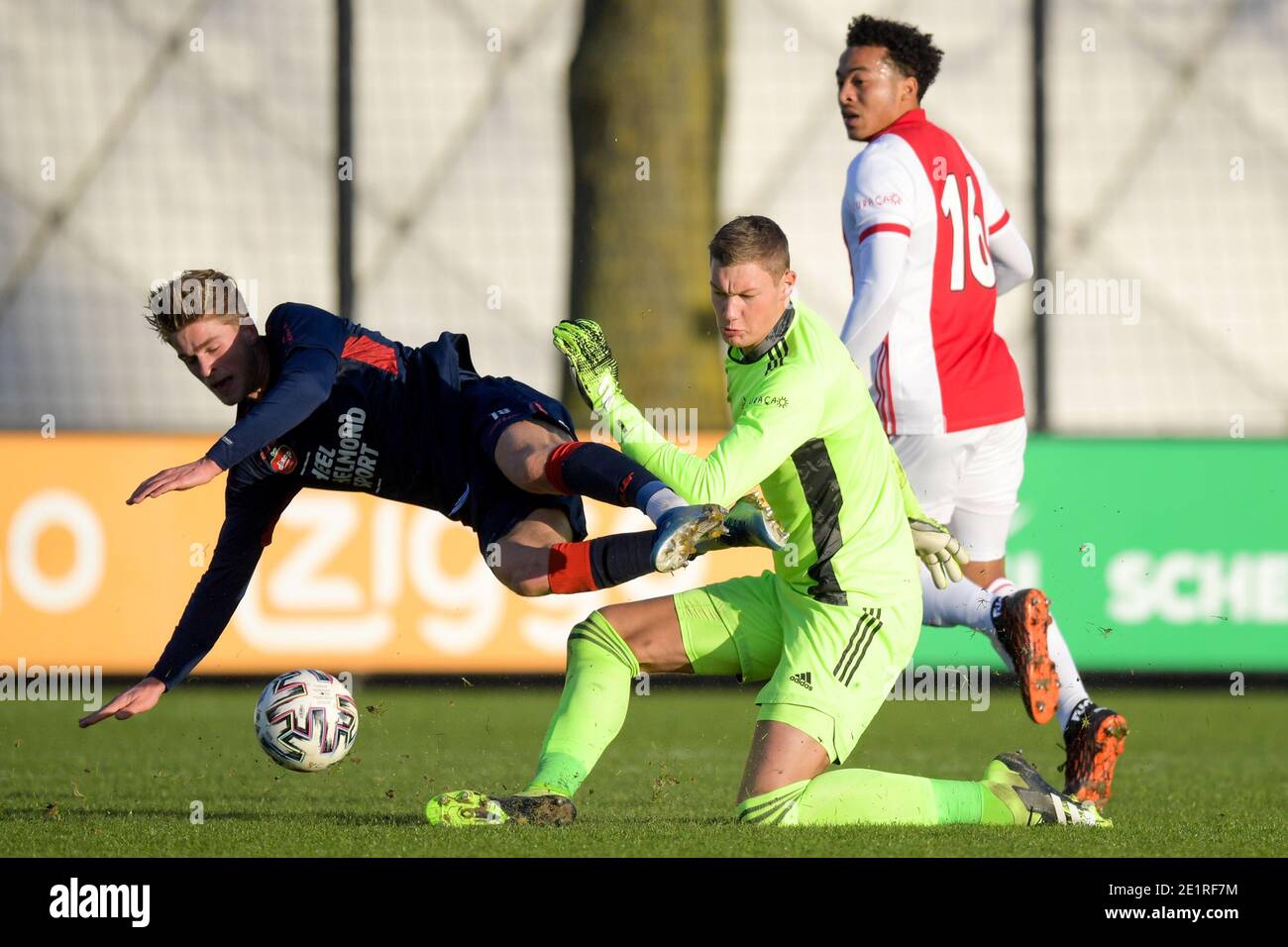 Amsterdam Netherlands January 9 L R Goalkeeper Kjell Scherpen Of Jong Ajax Jelle Goselink Of Helmond Sport During The Dutch Keukenkampioendivisi Stock Photo Alamy