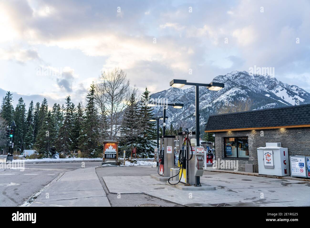 PetroCanada Gas Stations and Stores in Town of Banff Stock Photo Alamy