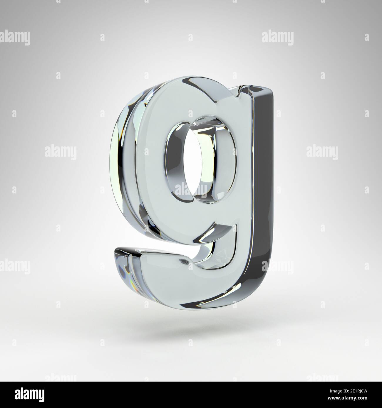 Letter G lowercase on white background. Camera lens transparent glass ...