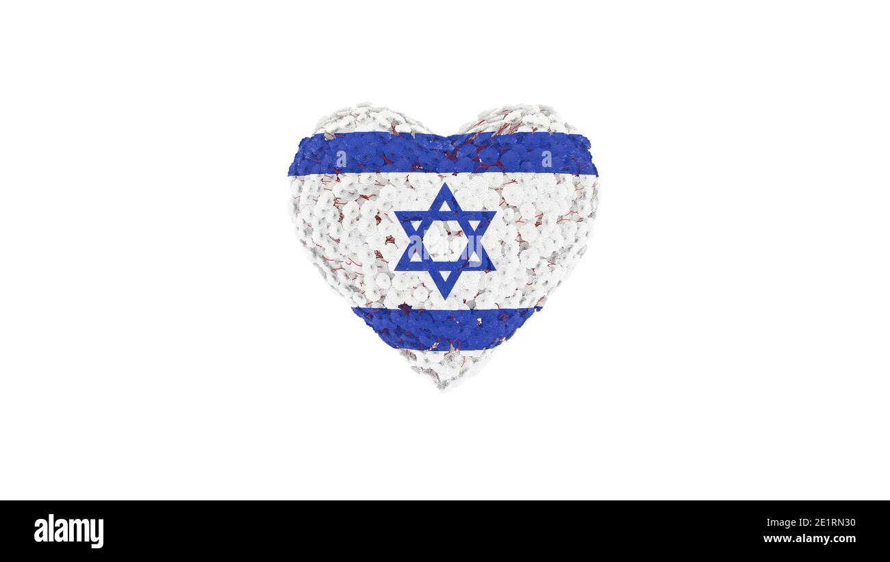 Israel National Day. Independence Day. Heart shape made out of flowers