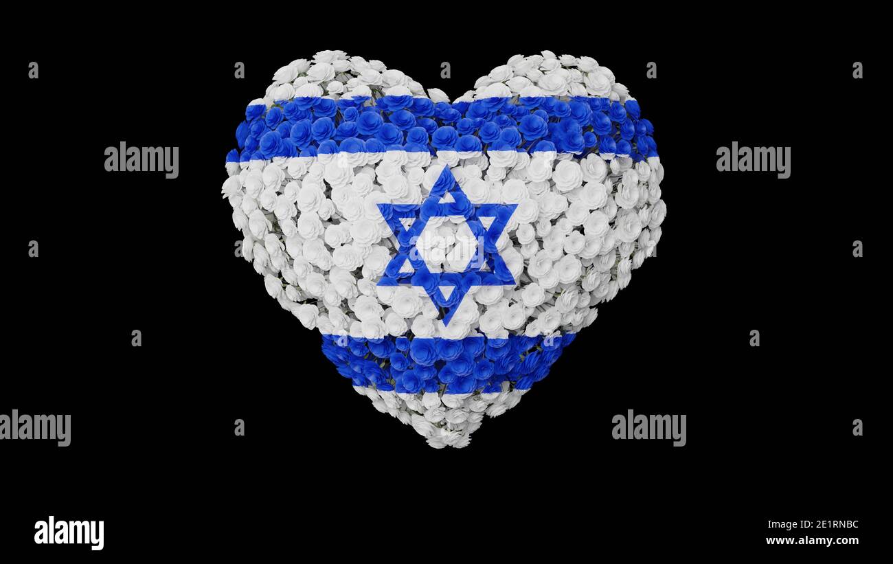 Israel National Day. Independence Day. Heart shape made out of flowers