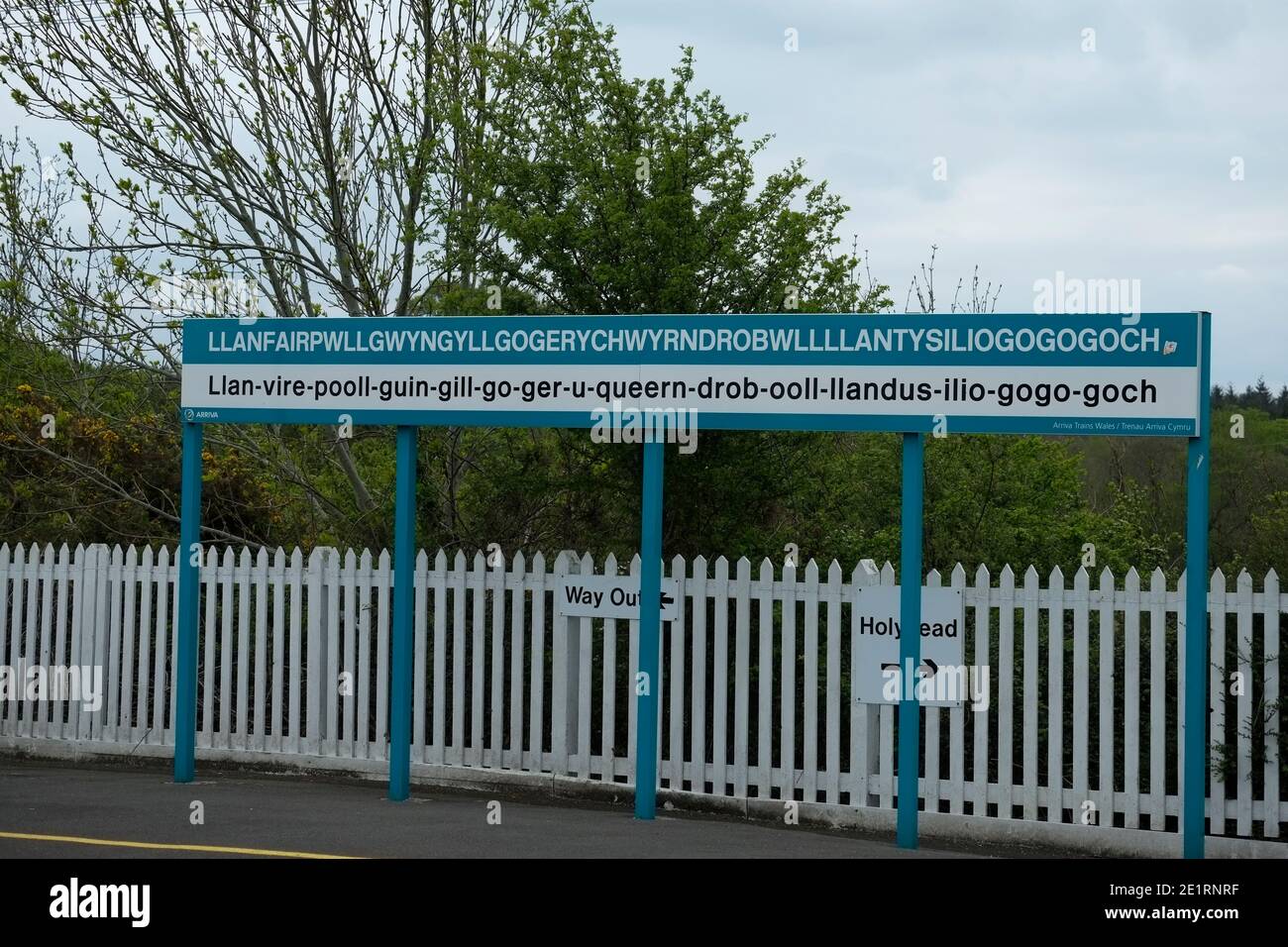 Llanfair p g, Longest Place Name, Anglesey North Wales Stock Photo