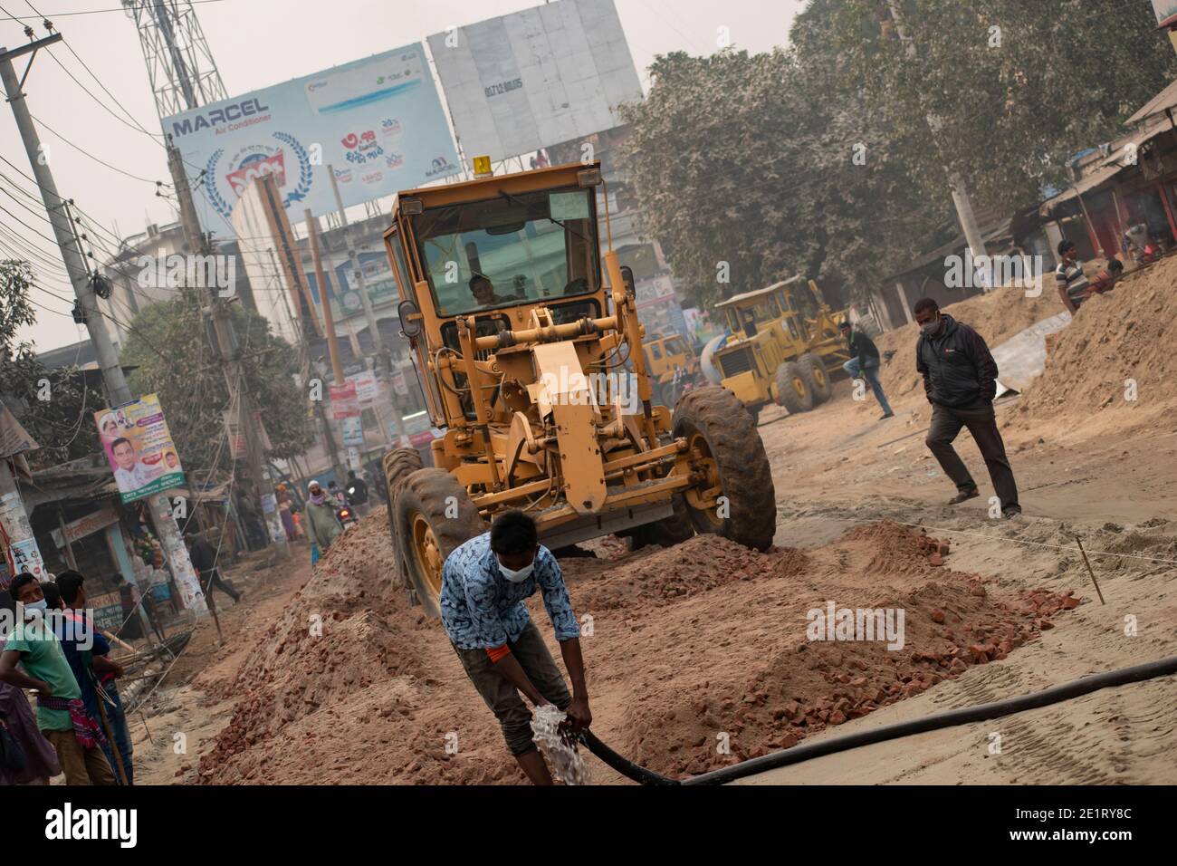 Road construction work, Dinajpur , Bangladesh. December 06,2020 Stock
