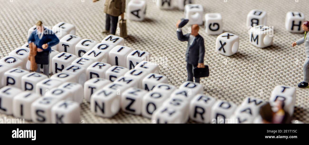 set of popular crypto coins words forming thematical crossword made of  white cubes with black capital letters, bitcoin, altcoins, ethereum,  ripple, lu Stock Photo - Alamy