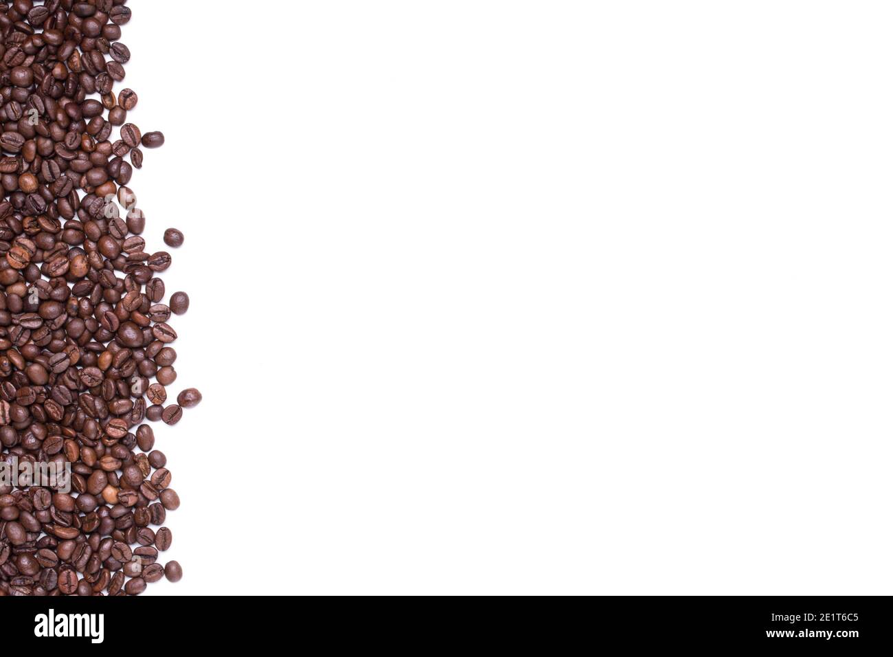 coffee beans isolated on white background with space left for copy text ...