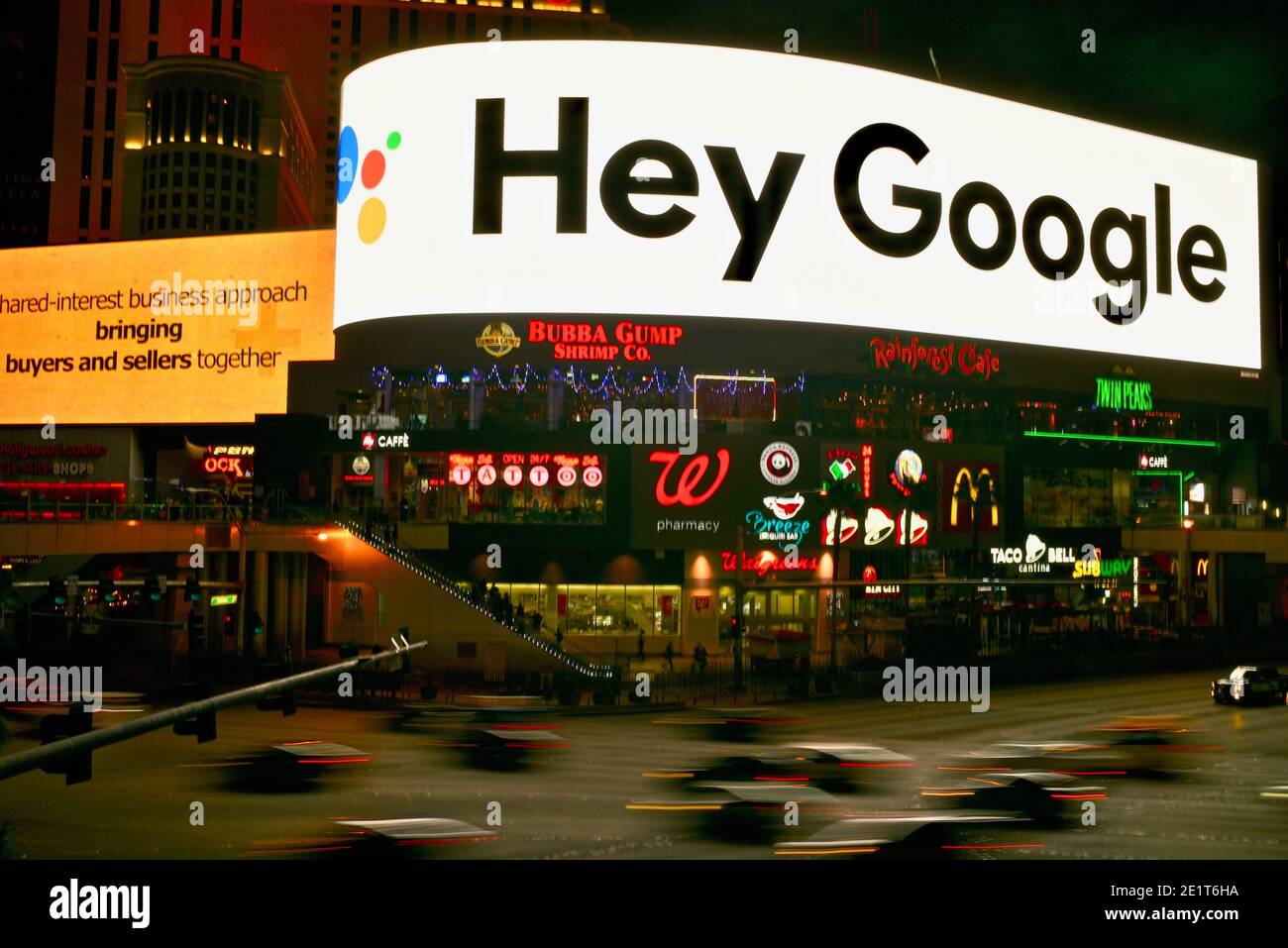 Google electronic billboard lighting up Las Vegas Strip during the CES