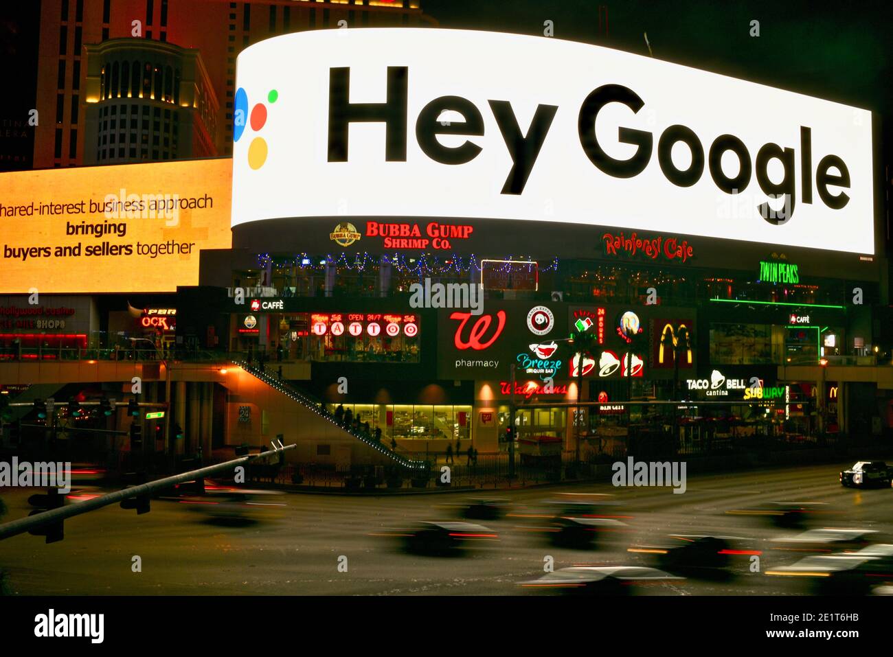 Google electronic billboard lighting up Las Vegas Strip during the CES