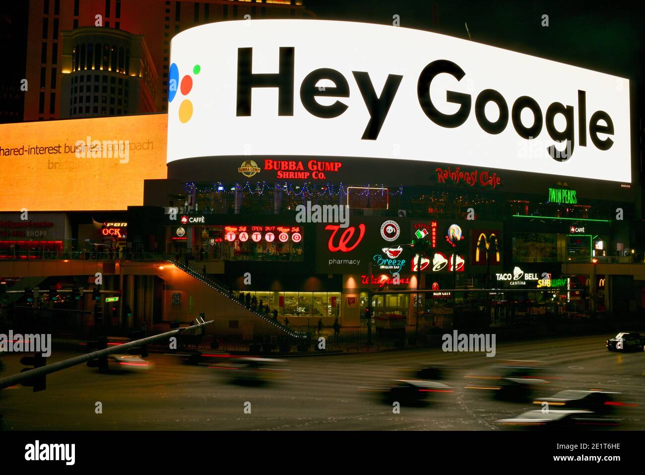 Google electronic billboard lighting up Las Vegas Strip during the CES