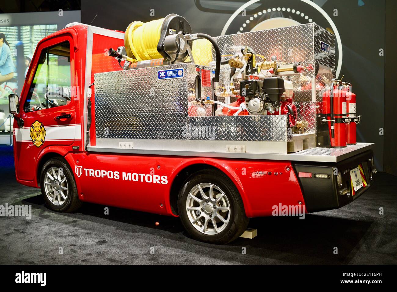 Tropos Motors, all electric vehicles for food delivery and fire, at CES