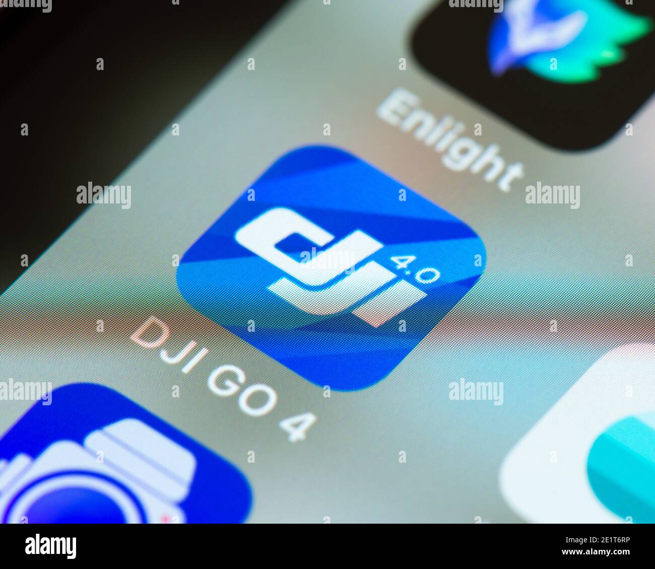 DJI Go 4 app icon on Apple iPhone screen. DJI Go 4 is an application to  provide live video transmission feed from a DJI drone to a smartphone Stock  Photo - Alamy