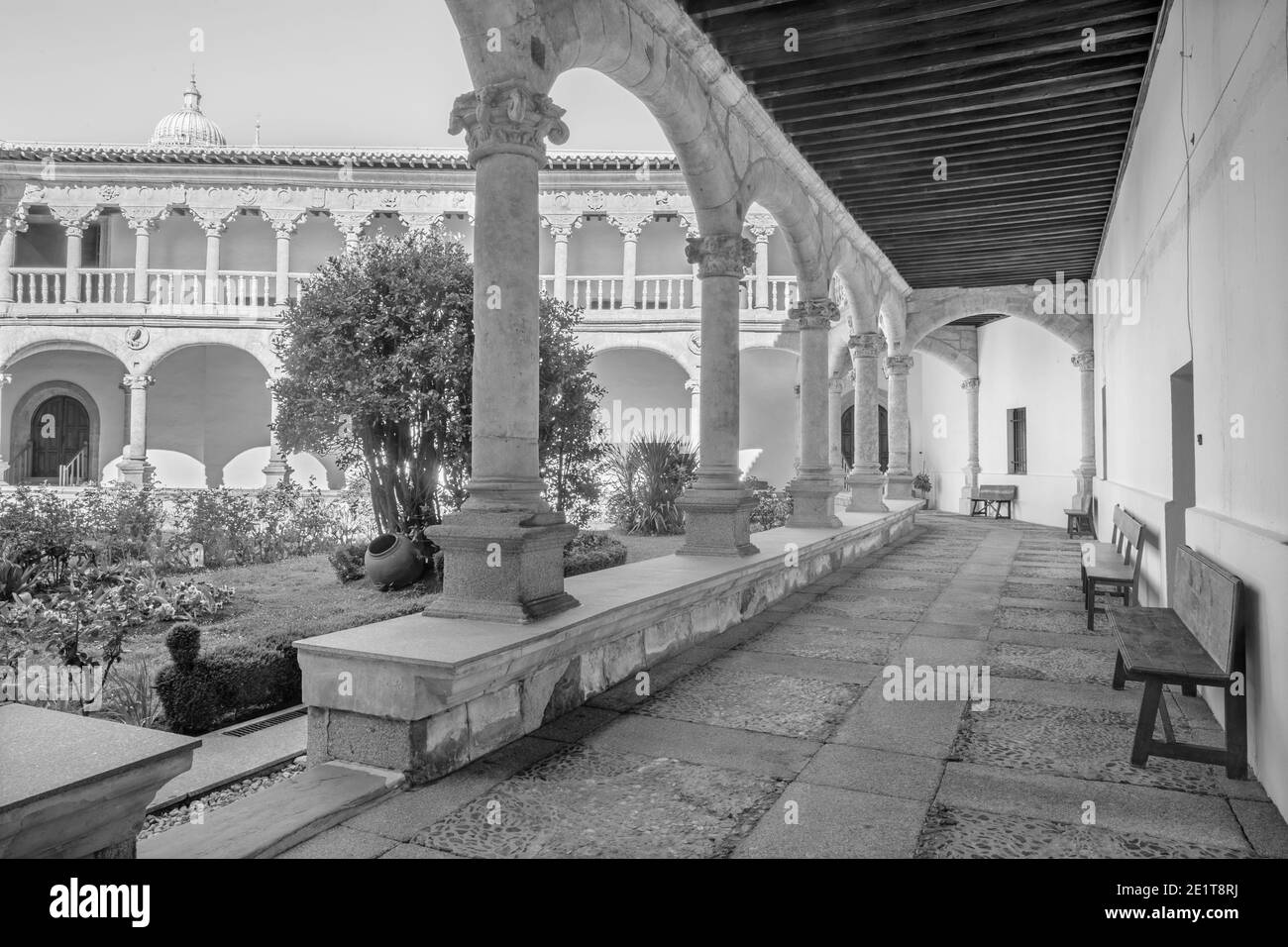 SALAMANCA, SPAIN, APRIL - 18, 2016: The atrium of Convento de las Duenas and the Cathedral. Stock Photo