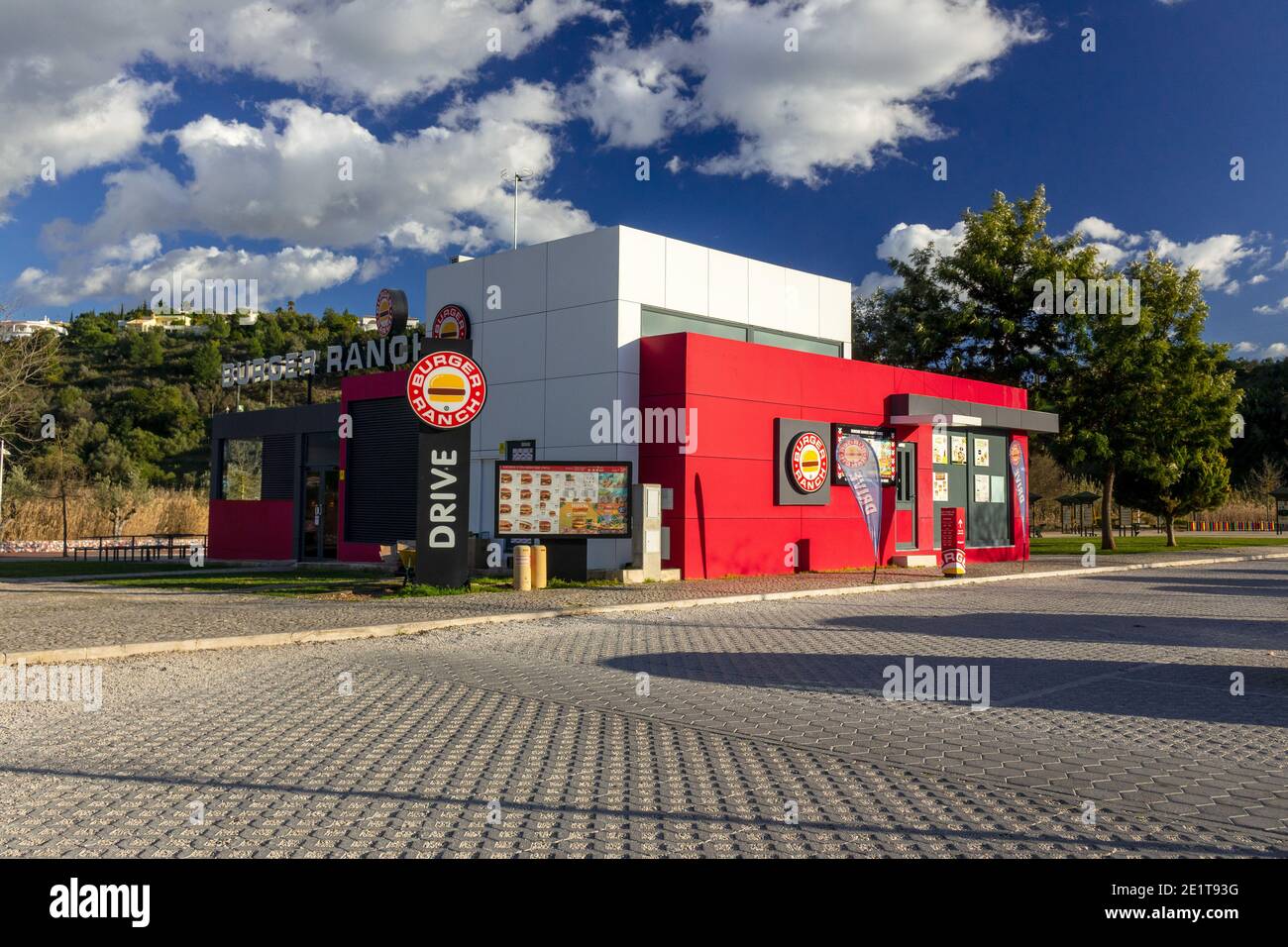 New Self Standing Burger Ranch Fast Food Restaurant In Silves Portugal, Burger Ranch Is A Portuguese Restaurant Chain Based In The Algarve Portugal Stock Photo