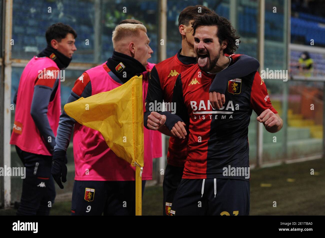 Genova Italy 09th Jan 2021 Mattia Destro Genoa Celebrates After Scoring A Goal During Genoa Cfc