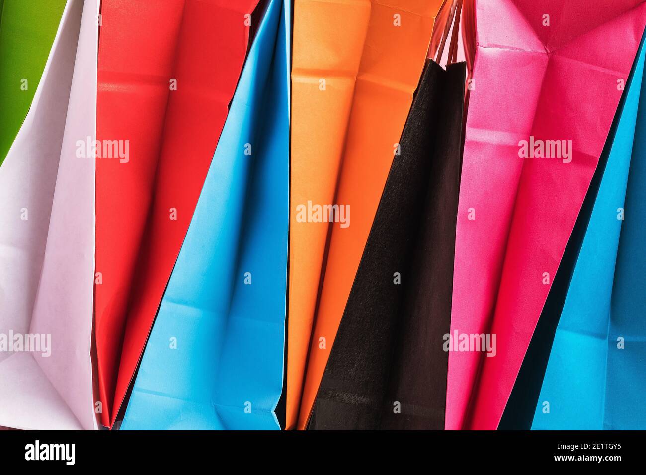 Abstract background from multicolored paper bags. Stock Photo
