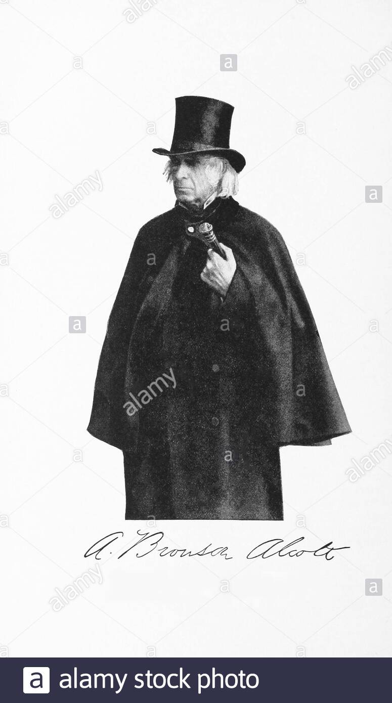 Amos Bronson Alcott, 1799 – 1888, was an American teacher, writer, philosopher, and reformer, vintage illustration from 1896 showing him aged 82 in 1882 Stock Photo