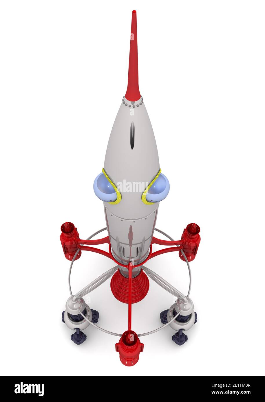 One spaceship isolated on a white background. 3D Illustration Stock Photo
