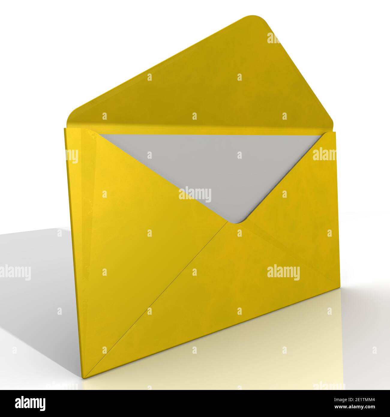 Open yellow envelope with a white sheet. Isolated Stock Photo Alamy