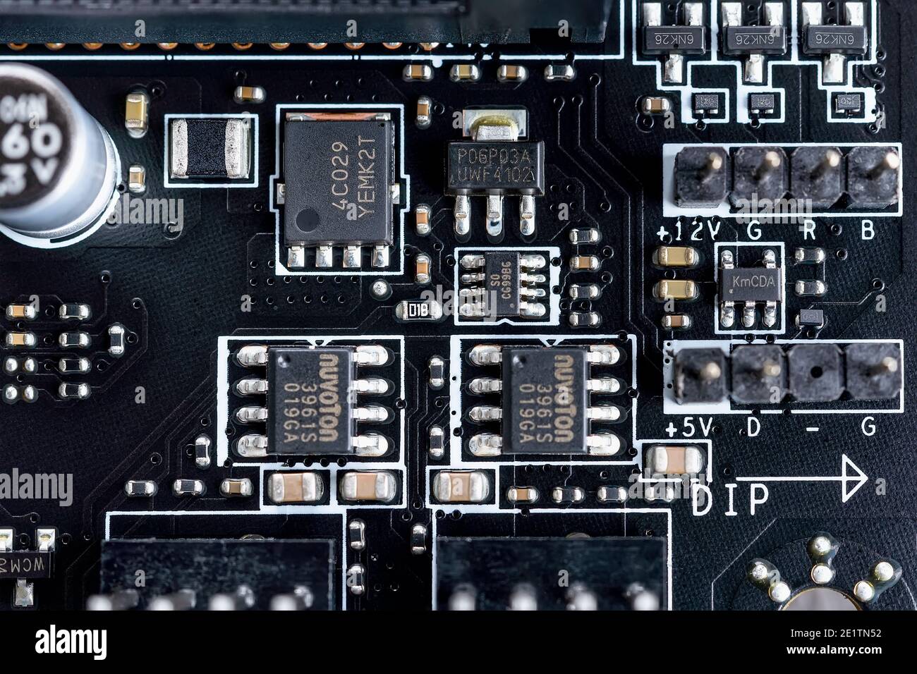Varna, Bulgaria, January 08, 2021. Electronic circuit board with microchips  and other components on a modern black motherboard. Computer hardware Stock  Photo - Alamy