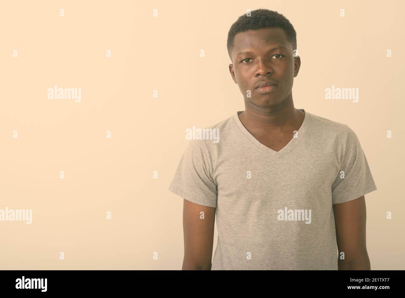 Studio shot of young black African man against white background Stock ...